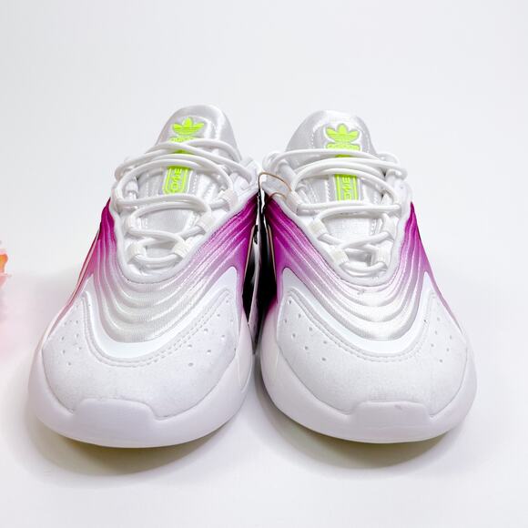 Adidas Ozelia Originals Lace Up Running Shoes White Signal Green size 5.5 NEW - Picture 5 of 12